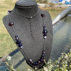 Long Adjustable Purple Beaded Necklace